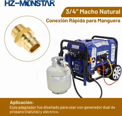 Vista 4 de Manguera de propano de 3/4 pulgadas, conexión rápida, conector rápido de gas natural hembra y macho de 3/4 pulgadas para generador de combustible