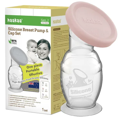Vista 12 de Haakaa Extractor de leche manual con base de 4 fl oz/3.4 fl oz+tapa (rubor), Gen.2