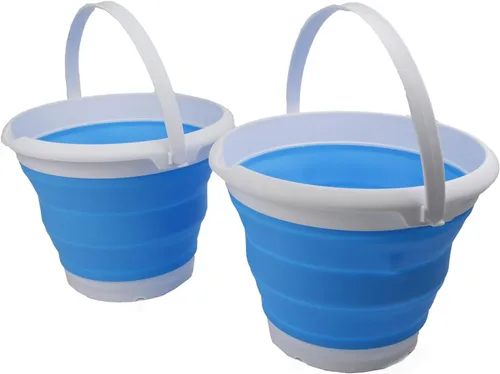 Vista 13 de SAMMART Cubo de plástico plegable de 8,5 L (2,2 galones) - Tina redonda plegable - Cubo de agua portátil para pesca - Maceta al aire libre que Azul