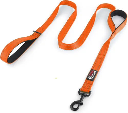 Vista 13 de Correa de perro de 6 pies con asa acolchada de tráfico, resistente, doble asa para un mayor control de capacitación en seguridad, perfecto para Negro