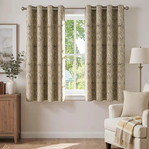 Vista 25 de jinchan Cortinas de lino texturizadas para oscurecer la sala de estar, 54 pulgadas de largo, cortinas de medallón para dormitorio, tratamientos