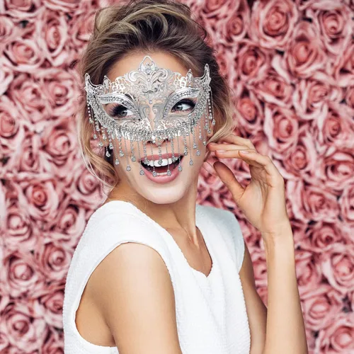 Vista 5 de Lusy DM Couple Masquerade Masks Venetian Party Mask Mardi Gras Mask Halloween Costume Mask for Couples Women Men