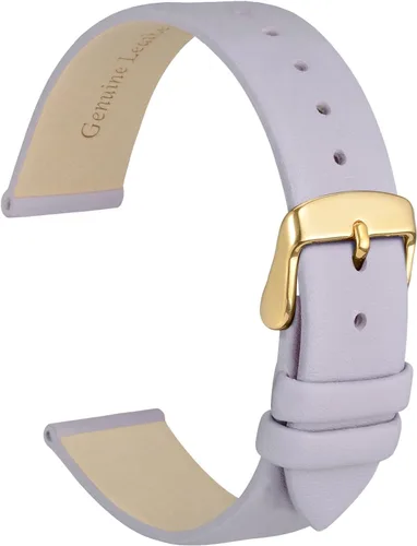 Vista 10 de WOCCI Correa de reloj elegante de 0.315 in de ancho, correa de repuesto de cuero genuino con hebilla dorada (negro)