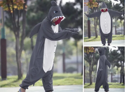 Vista 2 de WOTOGOLD pijamas disfraz en forma de tiburón para adulto, ideal para Cosplay