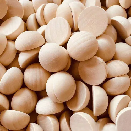 Vista 10 de 300 piezas de bolas de madera a la mitad sin terminar de 10 mm y 12 mm y 15 mm, bolas de madera divididas naturales para proyectos de bricolaje
