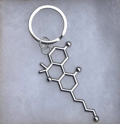 Vista 2 de THC Molecule Llavero de marihuana, Metal