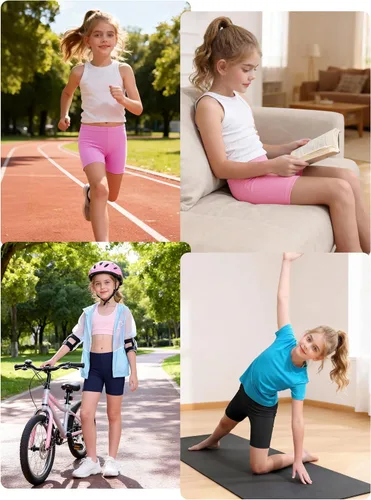 Vista 6 de Resinta Paquete de 6 pantalones cortos de ciclismo para niñas, ropa de verano, multicolor