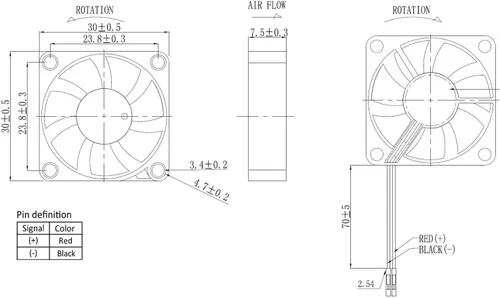 Vista 5 de Easycargo Ventilador Raspberry Pi de 1.181 x 1.181 x 0.276 in, ventilador de refrigeración Raspberry Pi sin escobillas 3.3 V 5 V CC Ventilador