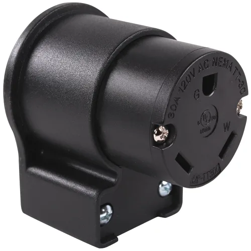 Vista 2 de Journeyman-Pro - Conector de codo hembra de 90 grados en ángulo recto TT-30C-AN, 30 amperios 120-125 voltios, generador de remolque RV de hoja recta