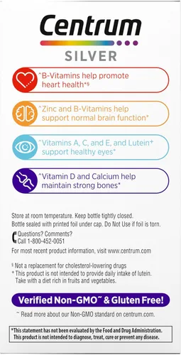 Vista 12 de Centrum Silver - Multivitamínico para mujeres 50 Plus, suplemento multivitamínico/multimineral con vitamina D3, vitaminas B, ingredientes sin OMG