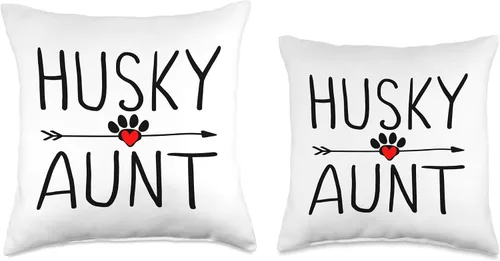 Vista 3 de Siberian Husky Aunt Gifts Shop Bonito regalo de tía Husky Funny Dog Aunty Pug Lover - Almohada de 16.0 x 16.0 in, multicolor