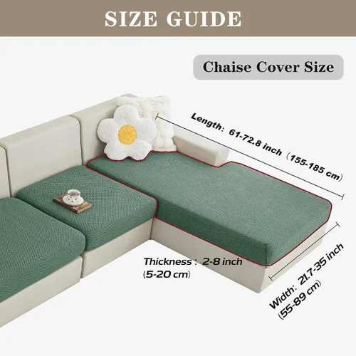 Vista 4 de Jin Le Fundas elásticas de 3 piezas para cojines de sofá seccional izquierda/derecha en forma de L (2 plazas + 1 diván, cian), fundas de sofá