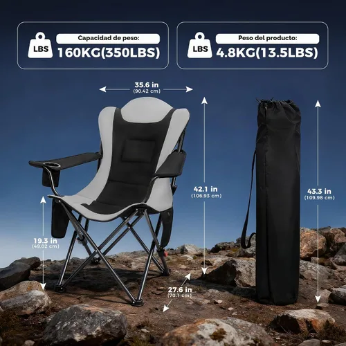 Vista 2 de OUTSIDER Silla de camping plegable de 3 posiciones con calefacción