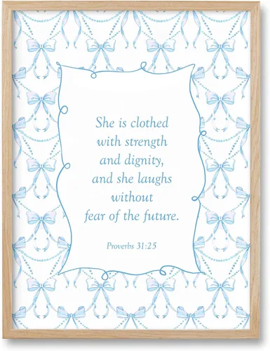 Vista 15 de HesenDot Blue Coquette Bible Verbs You Turned My Mourning into Dancing - Juego de 1 12x16 Inch, You Turned My Mourning into Dancing Blue Canvas