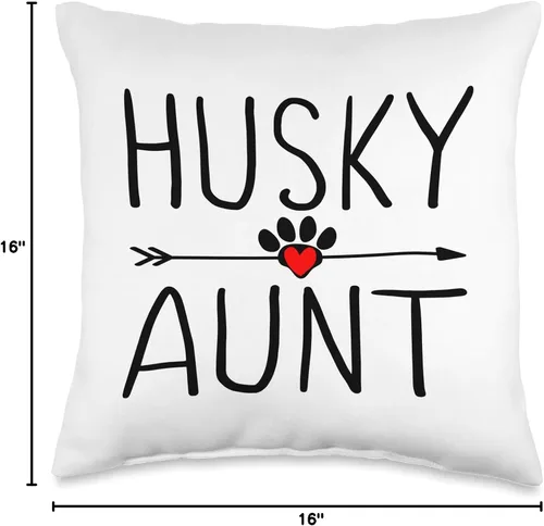 Vista 4 de Siberian Husky Aunt Gifts Shop Bonito regalo de tía Husky Funny Dog Aunty Pug Lover - Almohada de 16.0 x 16.0 in, multicolor
