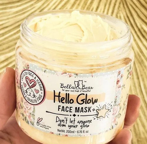 Vista 3 de Bella & Bear Hello Glow Mascarilla facial para refinar e iluminar, vegano, 6.7 onzas