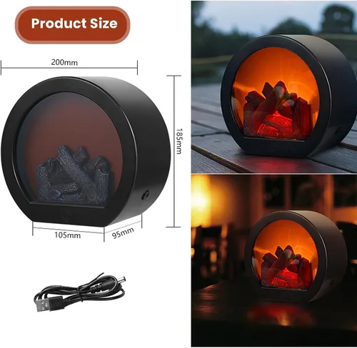 Vista 3 de Ragyzity Faroles LED portátiles sin llama, luz de chimenea con efecto de llama de registro de simulación LED, interruptor táctil, llama