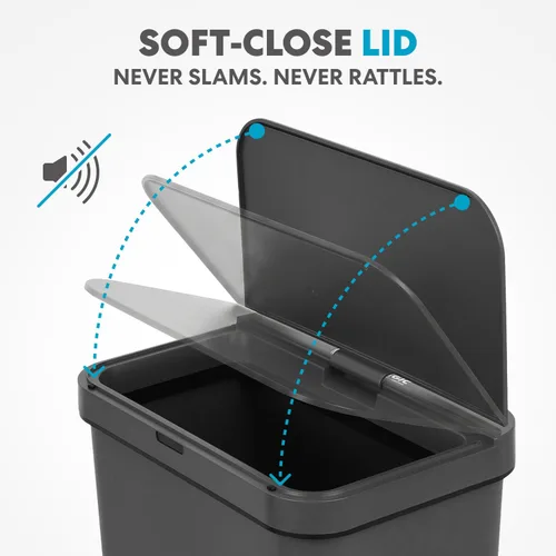 Vista 3 de SIMPLI-Magic Cubo de basura rectangular con sensor de cocina de 13.2 galones / 50 litros, cubo de basura automático sin contacto con tapa de cierre