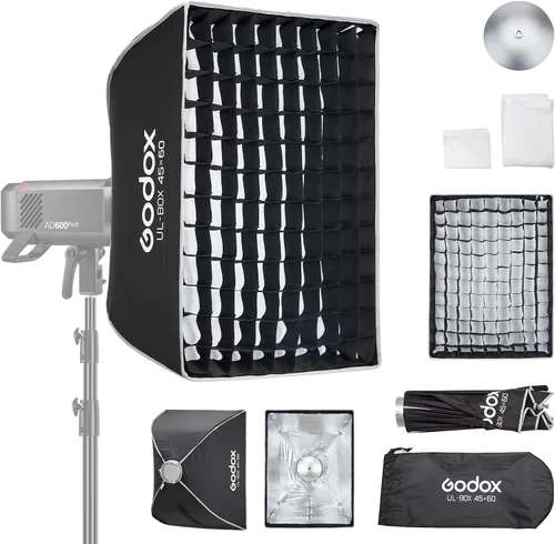 Vista 14 de Godox Mini Softbox 30cm*45cm/ 11.8in*17.7in with Grid Bowens Mount Softbox Caja de luz compacta de iluminación de fotografía de ajuste rápido