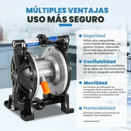 Vista 4 de MXBAOHENG Bomba de diafragma doble neumática, cuerpo de aleación de aluminio, 18L/min
