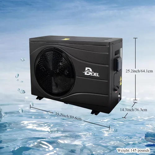 Vista 7 de DOEL Bomba de calor para piscina, 72000 BTU Inversor CC completo calentador de piscina para 15,000 galones sobre y en el suelo, calentador