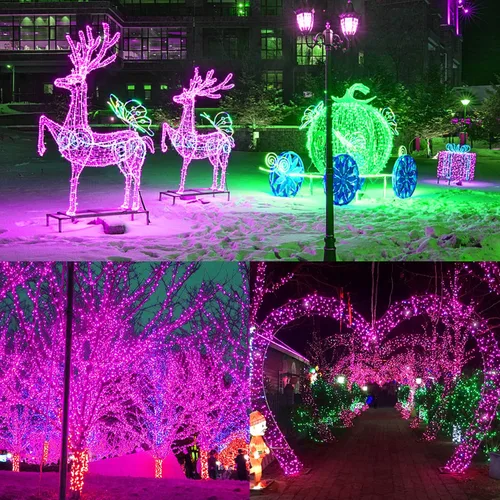 Vista 6 de 300 luces LED de Halloween, cadena de luces de Halloween de 98.5 pies con 8 modos de iluminación, mini luz impermeable y conectable, enchufe