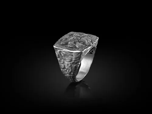 Vista 6 de BySilverStone Jewelry - Anillo de plata Odin The Viking God with Raven Signet, joyería de mitología escandinava, anillo para hombre de Hugin Munin
