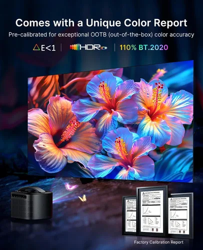 Vista 3 de NexiGo TriVision Ultra, proyector portátil 4K Tri-LED láser, 2600 lúmenes, contraste dinámico 100,000:1, sin moteado láser, sin fatiga ocular, Dolby