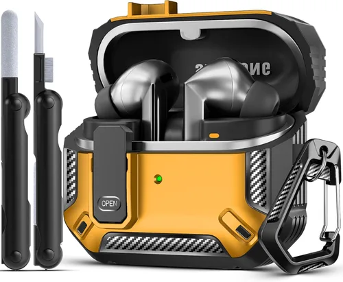 Vista 18 de Lock Fit Diseñado para Samsung Galaxy Buds3 FE (2025) / Buds3 Pro (2024) / Funda Buds 3 (2024), con kit de limpieza Cuerpo completo Resistente a