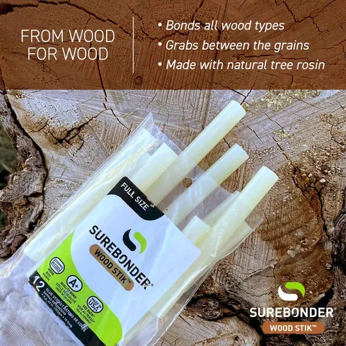 Vista 4 de Surebonder WS-12 - Barras de pegamento caliente de tamaño completo para carpintería, alta resistencia, unión rápida, pegamento caliente