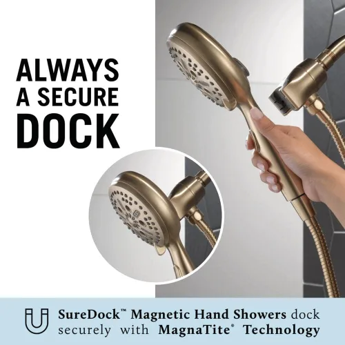 Vista 5 de Delta Faucet 54810-CZ-PK SureDock - Ducha magnética de mano, bronce champán, 7 ajustes de pulverización
