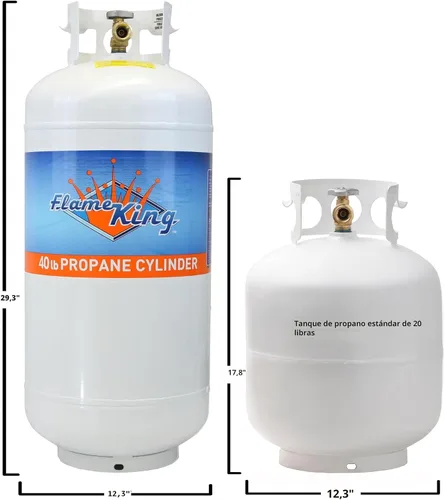 Vista 4 de Flame King YSN401b - Cilindro de tanque de propano de acero de 40 libras con válvula OPD, color blanco