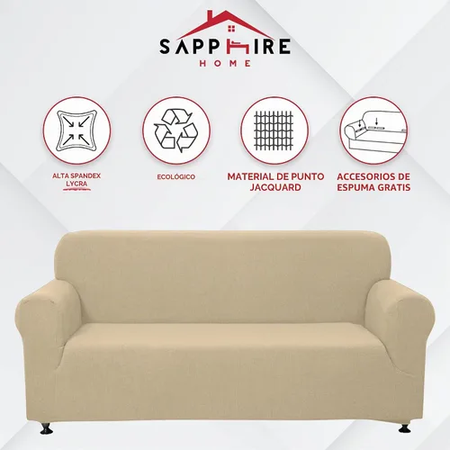 Vista 2 de Sapphire Home - Juego de 2 fundas para sofá, sofá de 2 plazas, ajuste elástico, sin arrugas, funda protectora para muebles para 3/2 cojines Beige
