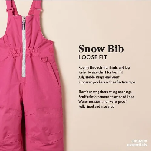 Vista 2 de Tienda Essentials - Pantalón tipo peto impermeable para niñas o niñas pequeñas, para la nieve