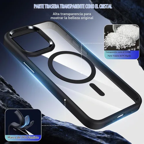 Vista 5 de Funda magnética para iPhone 12 Pro Max, compatible con MagSafe, [protección contra caídas de grado militar] TPU suave y transparente para iPhone 12