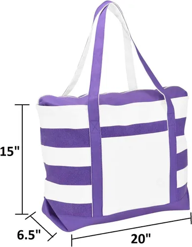 Vista 3 de Dalix - Bolsa de lona de algodón para barco, diseño de rayas, color negro, rojo, rosa, azul marino, morado