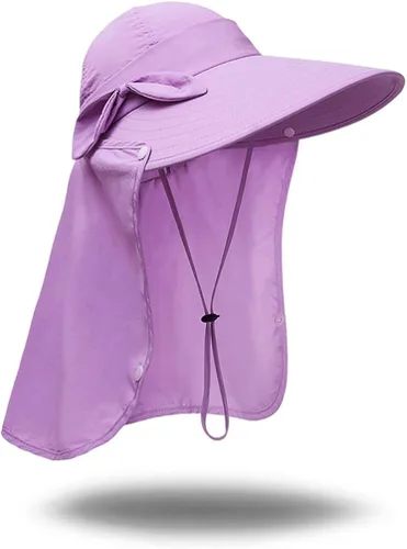 Vista 3 de icolor Gorra de sol para mujer UPF50 desmontable con solapa visera de ala ancha protección solar sombreros de senderismo