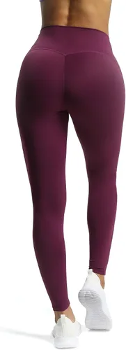 Vista 4 de Aoxjox Leggings de entrenamiento de cintura alta para mujer, control de abdomen, cintura alta, pantalones de yoga escarlata, suaves, de 27 pulgadas