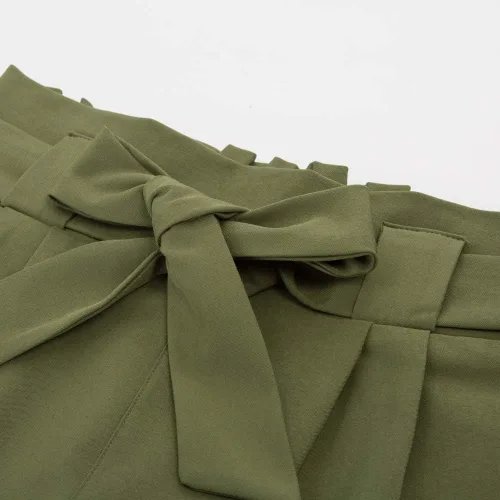 Vista 4 de GRACE KARIN - Pantalones casuales, de cintura alta, sólida, auto-amarrado, cinturón tubo, para mujer.