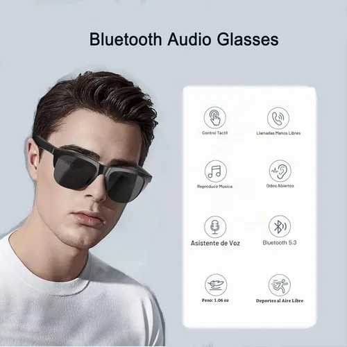 Vista 2 de F06 - Lentes de sol inteligentes con Bluetooth de oreja abierta para hombres y mujeres, 5.3 Bluetooth, control táctil, llamadas de música con lentes