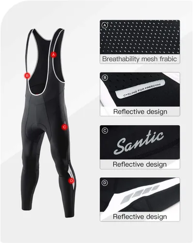Vista 5 de Santic Mens Cycling Bib Pants with padded Winter Bibs Tights