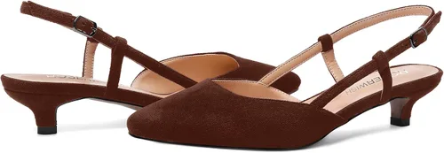 Vista 6 de ROSERWISH Zapatos de vestir de gamuza con punta cuadrada para mujer, para boda, fiesta, cómodos, gatitos, tacón bajo, zapatos de vestir de 1.5