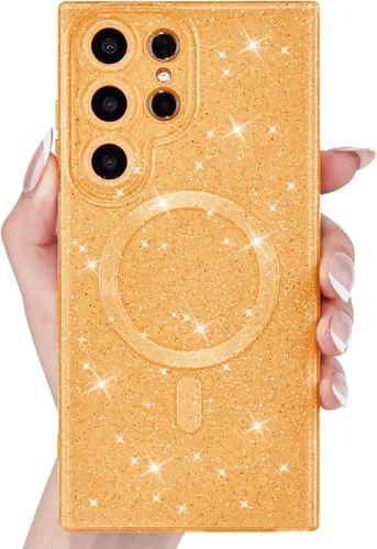 Vista 19 de Svanove Funda magnética con purpurina para Samsung Galaxy S22, compatible con Magsafe Cute, brillante, brillante, estética, dura y brillante