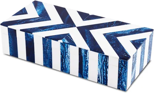 Vista 17 de Handicrafts Home Organizador para joyas y caja de almacenamiento, cajas decorativas para mujer y chicas, para envoltura, estampado de cheurón blanco