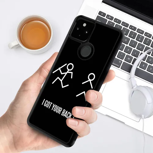 Vista 6 de CARLOCA Funda de acrílico duro compatible con Google Pixel 5, con texto en inglés "I Got Your Back", diseño gráfico de identidad, a prueba