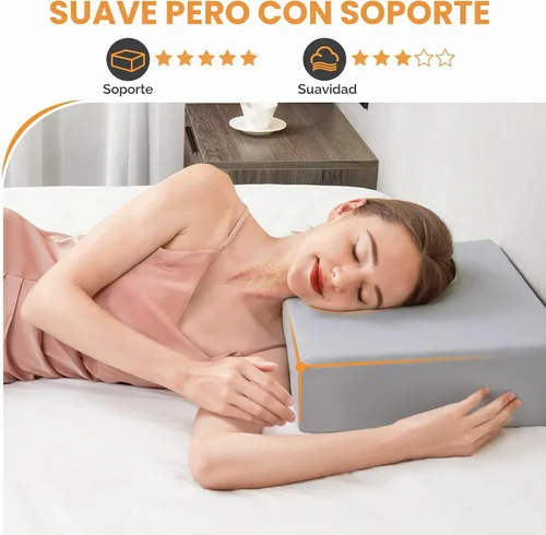 Vista 5 de Almohada de espuma viscoelástica con forma de cubo para dormir de lado, almohadas cuadradas para aliviar el dolor de cuello y hombros, almohada