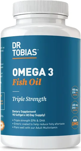 Vista 10 de Dr. Tobias Omega 3 Aceite de Pescado, 2000 mg Fuerza Triple con 800 mg EPA 600 mg DHA Por Porción, Suplementos de Aceite de Pescado Omega 3