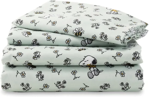 Vista 10 de Berkshire Peanuts® - Juego de sábanas tamaño individual, 3 piezas, diseño de personajes lindos Snoopy de microfibra suave, mini Snoopy y Woodstock