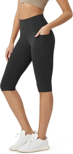 Vista 59 de ODODOS Pantalones capri de yoga suaves como mantequilla para salón con bolsillos para mujeres, leggings capri de cintura alta de 14"/19"/21