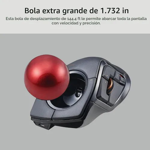 Vista 4 de ELECOM DEFT PRO Ratón de Trackball, con cable, inalámbrico, conexión Bluetooth de 3 tipos, diseño ergonómico, función de 8 botones, bola roja